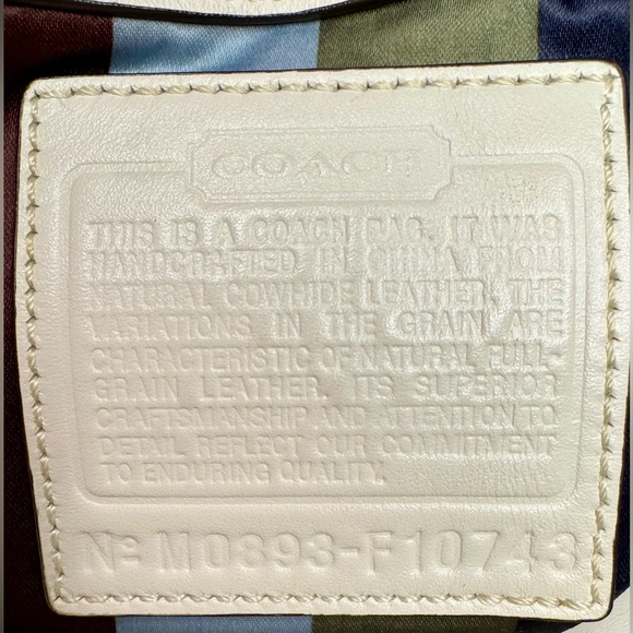 Coach Y2K Ergo White Leather XL Tote Bag w/ Legacy Stripe Interior & Hang Tag - Picture 7 of 8